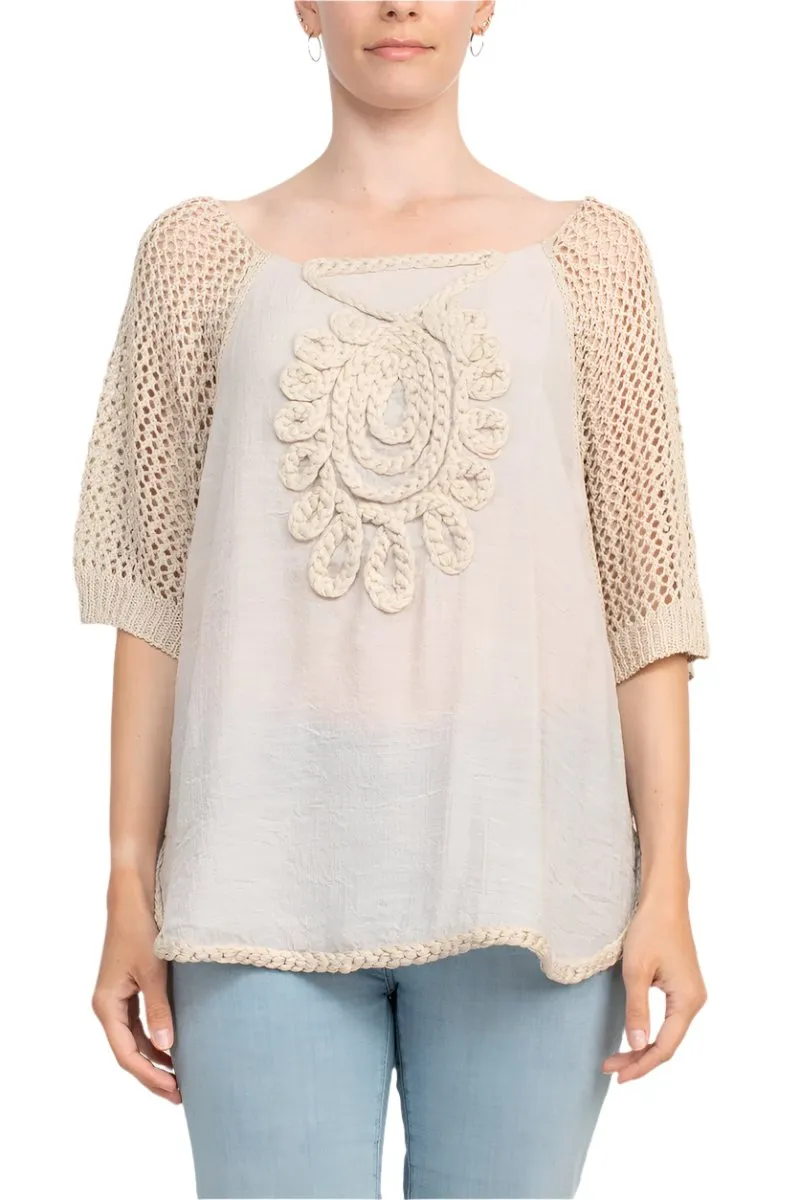 Alberto Makali Scoop Neck Short Sleeve Knit Top