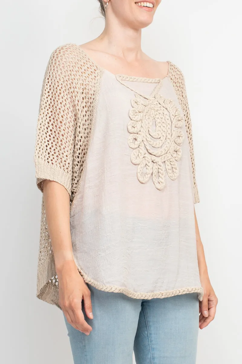 Alberto Makali Scoop Neck Short Sleeve Knit Top