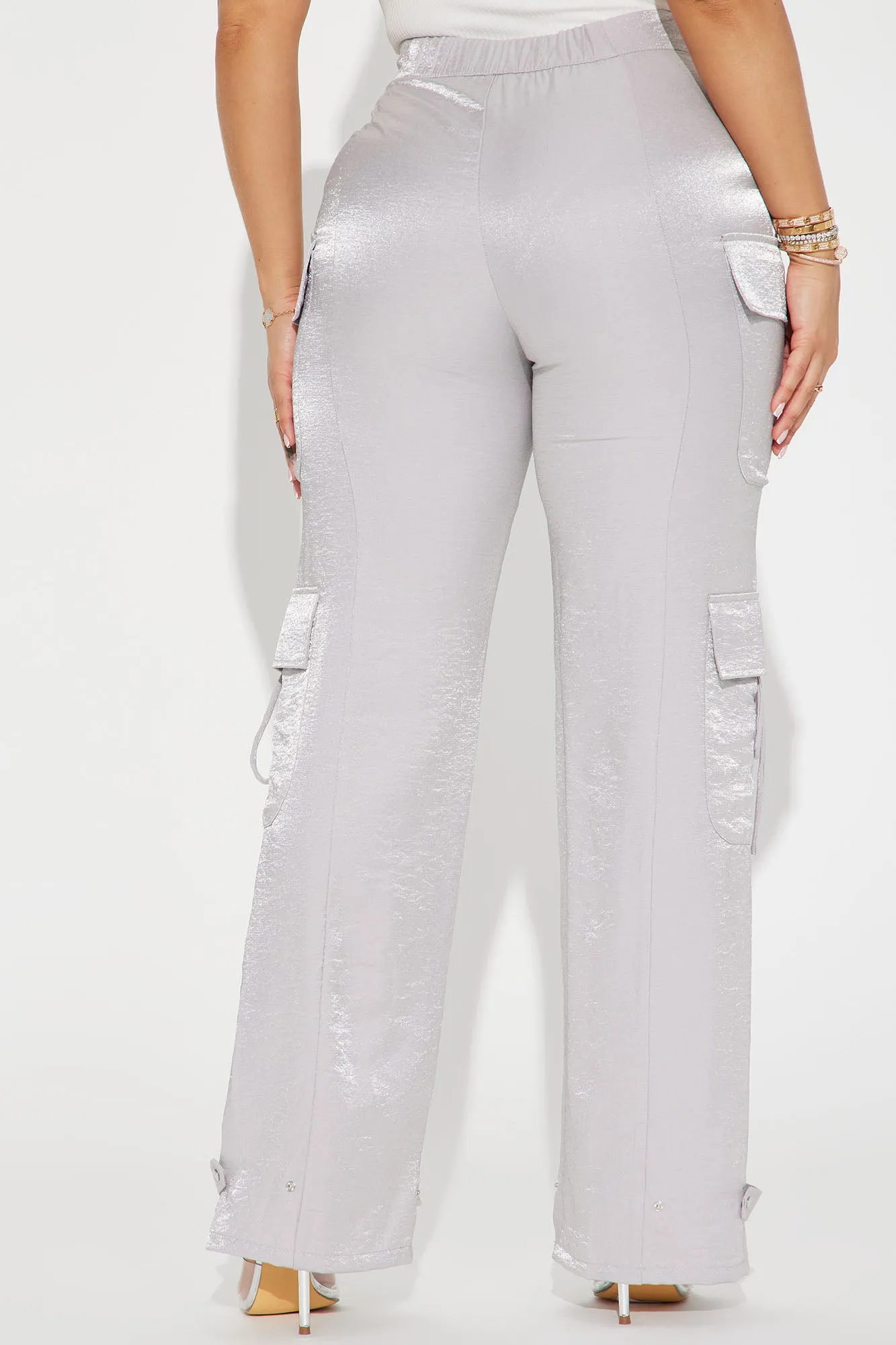 Autumn Satin Cargo Pant - Silver