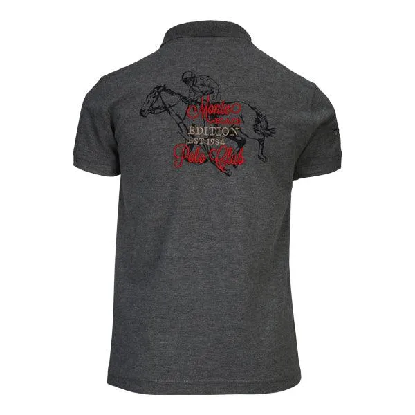 BOYS GREY CUSTOM LOGO PRINT POLO