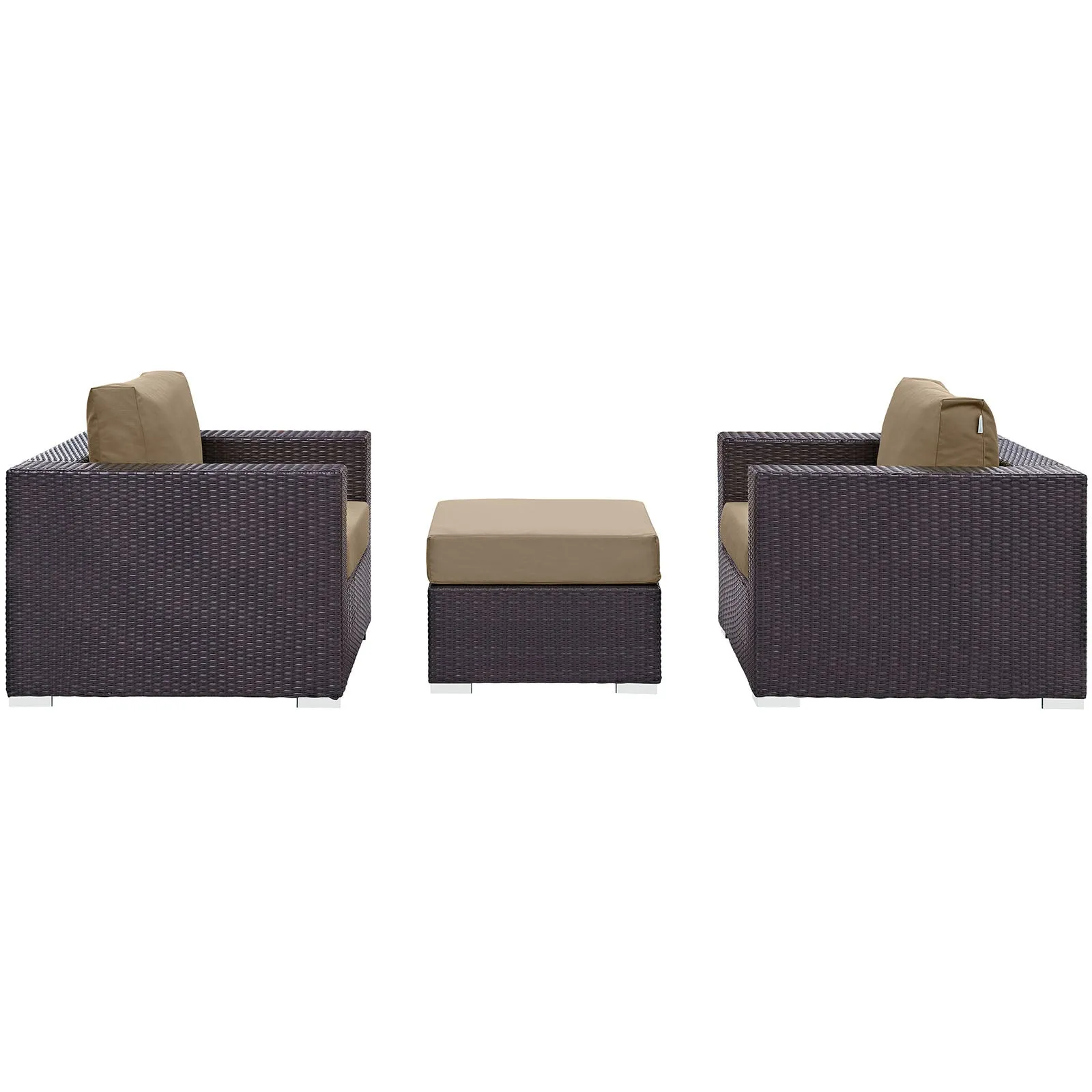 Convene 3 Piece Outdoor Patio Sofa Set Espresso Mocha EEI-2174-EXP-MOC-SET
