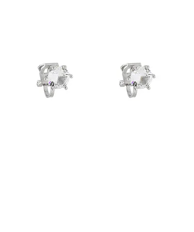 Crystal Clip On Earrings - Silver