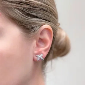 Cubic Zirconia X Stud Earrings - Silver