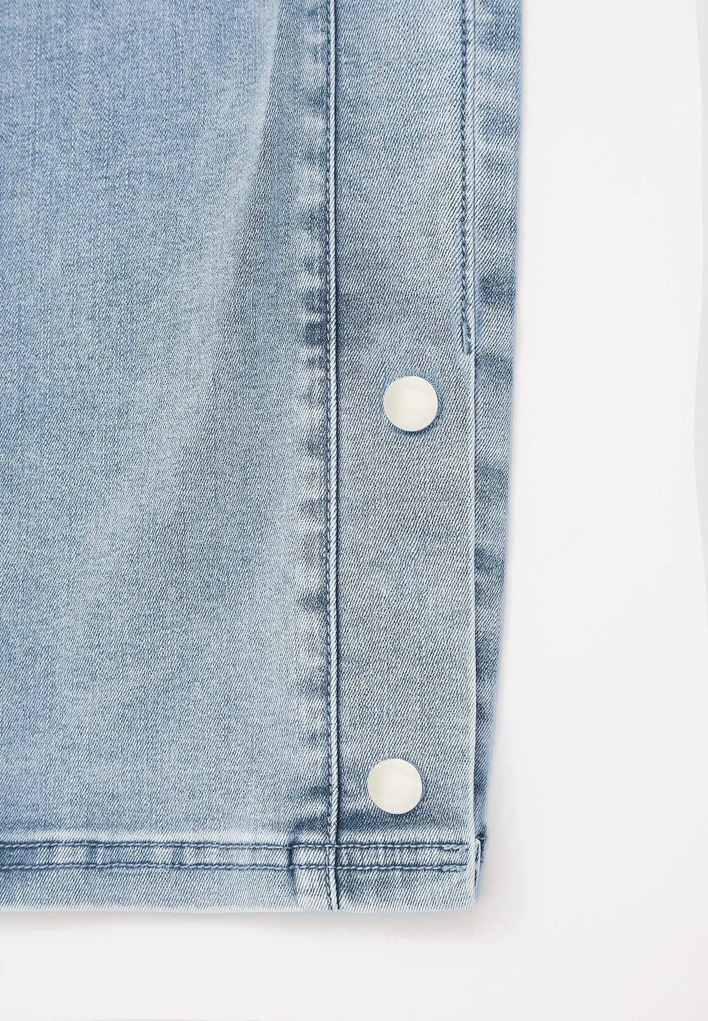 Denim Popper Cargo Pants - Stonewash Blue