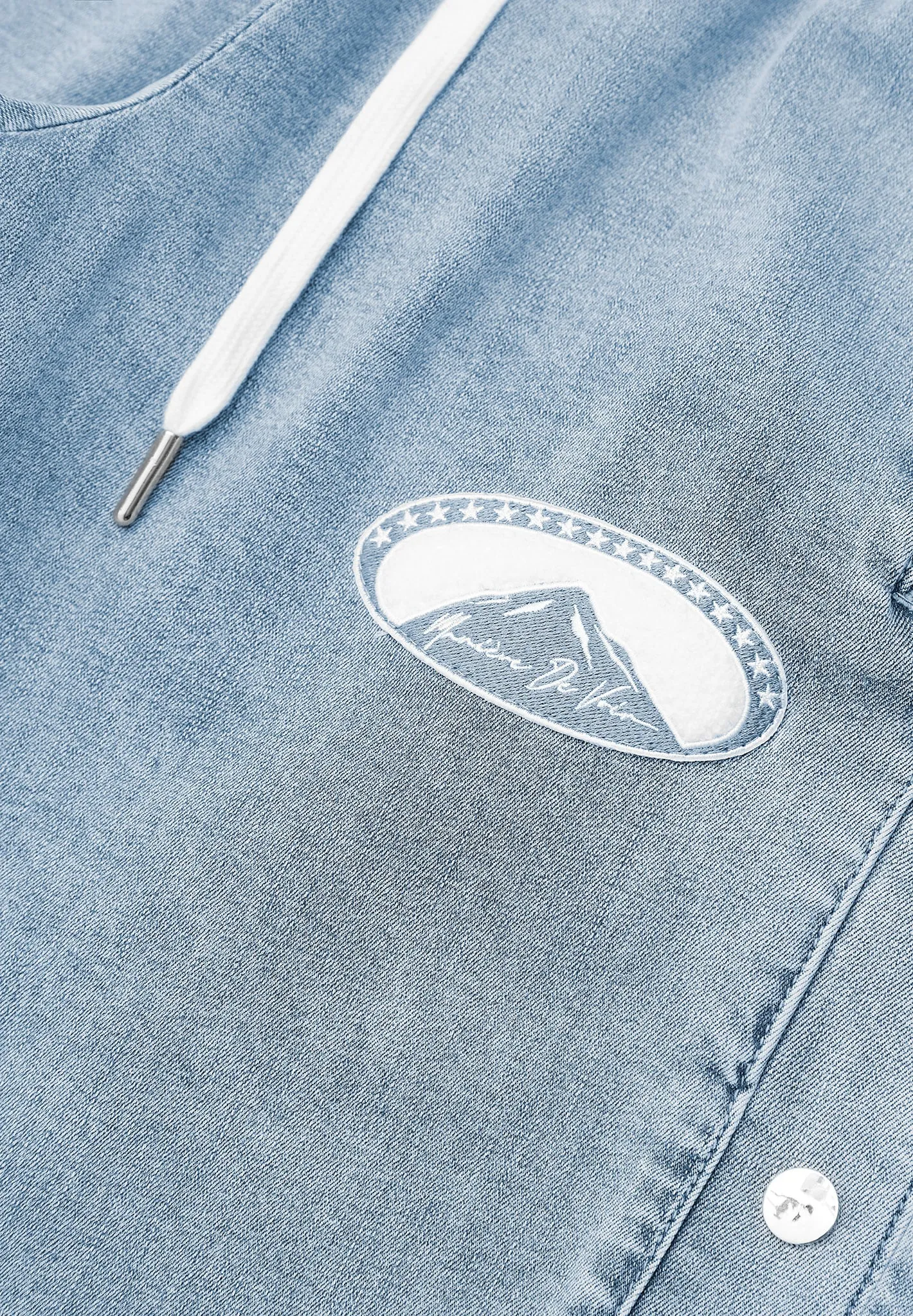 Denim Popper Cargo Pants - Stonewash Blue