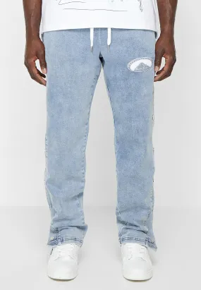 Denim Popper Cargo Pants - Stonewash Blue