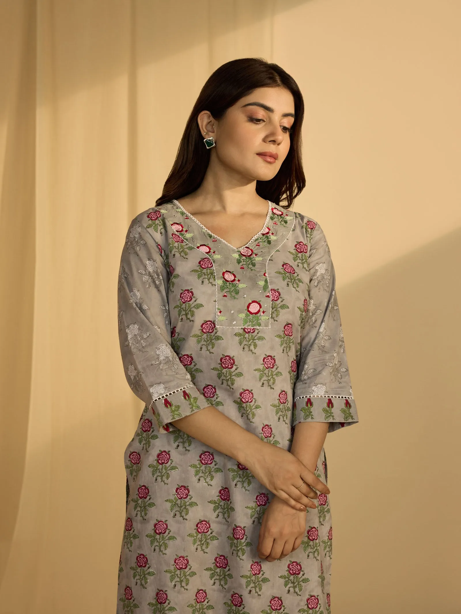 Dove Grey Cotton Kurta