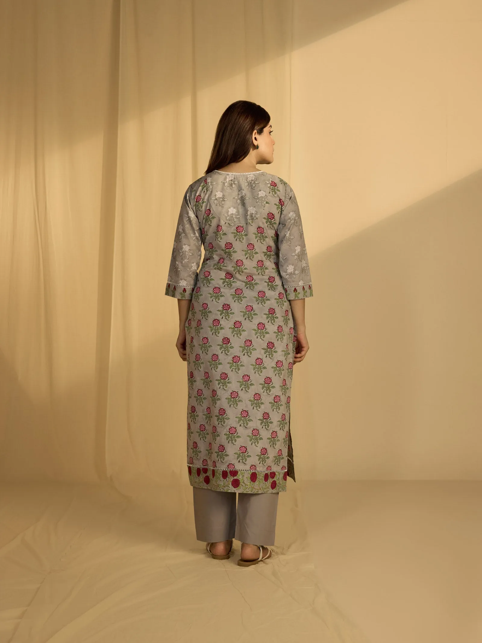 Dove Grey Cotton Kurta