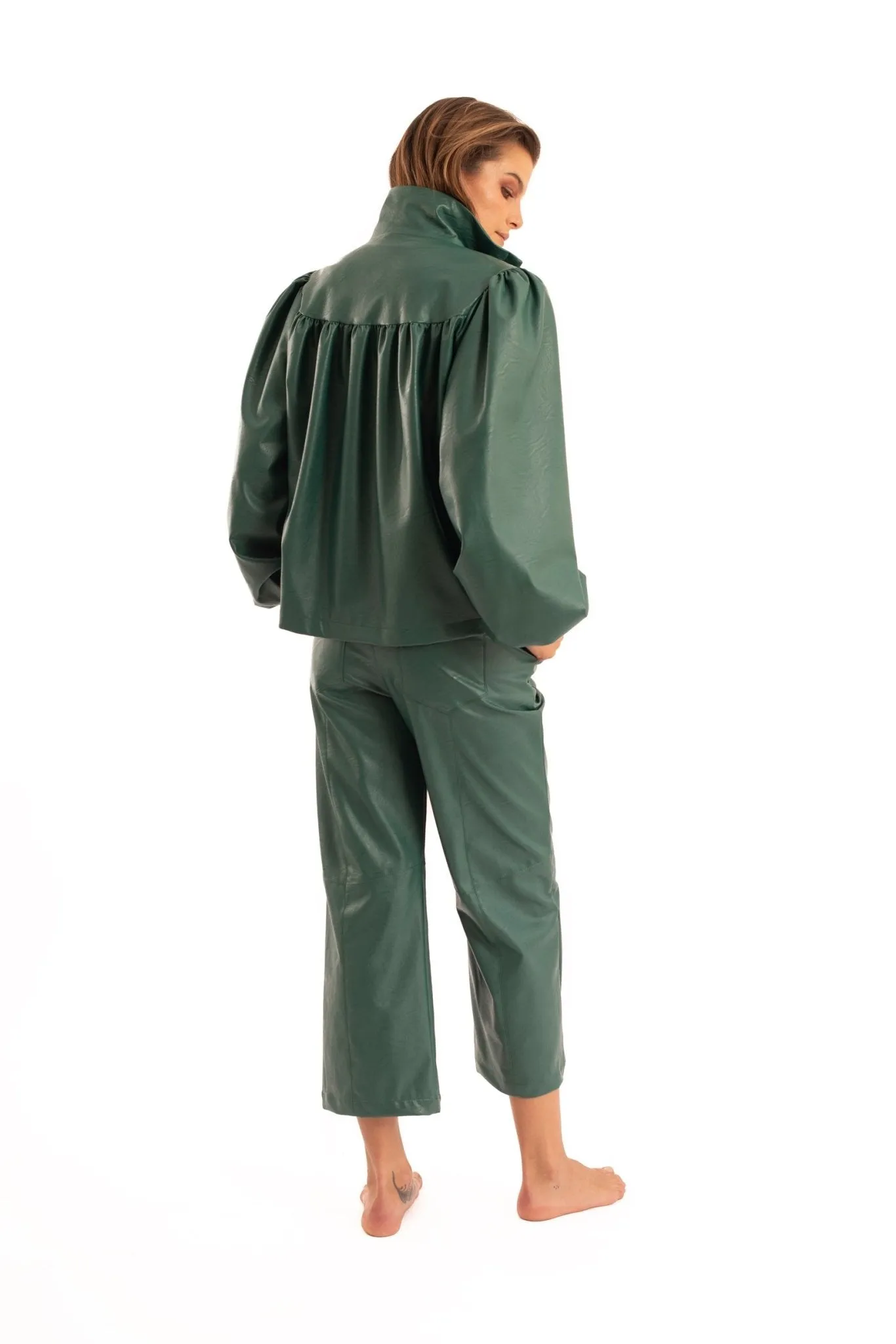 Green Nappa Balone Coat - NOPIN