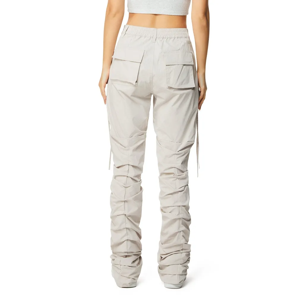 High Rise Stacked Utility Pants - Silver Grey