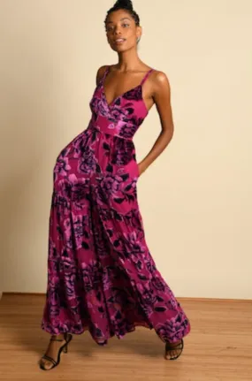 Hutch - Zora Jumpsuit - Fuchsia Eden Velvet Burnout