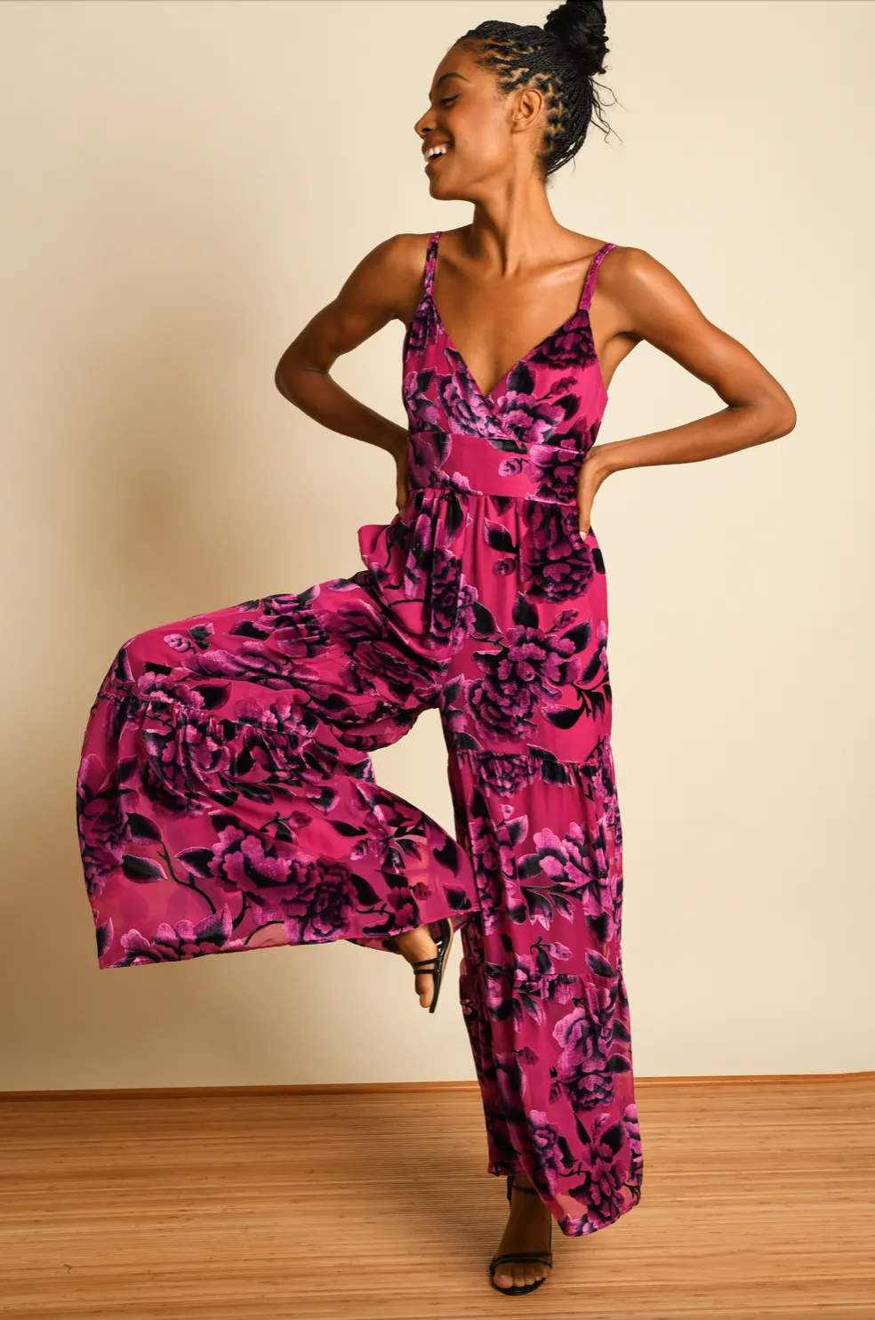 Hutch - Zora Jumpsuit - Fuchsia Eden Velvet Burnout
