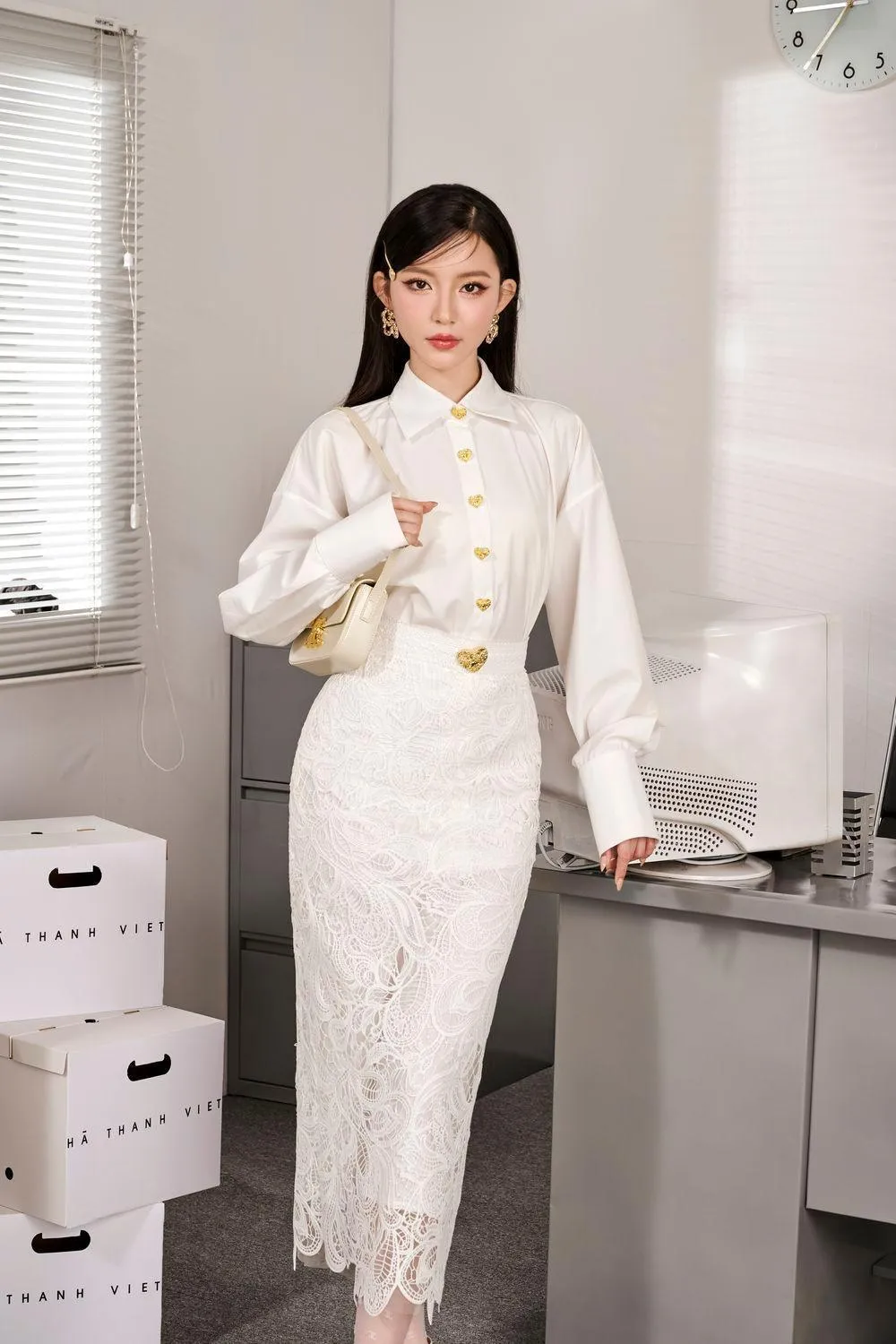 Lany Straight Long Sleeved Polyester Midi Set