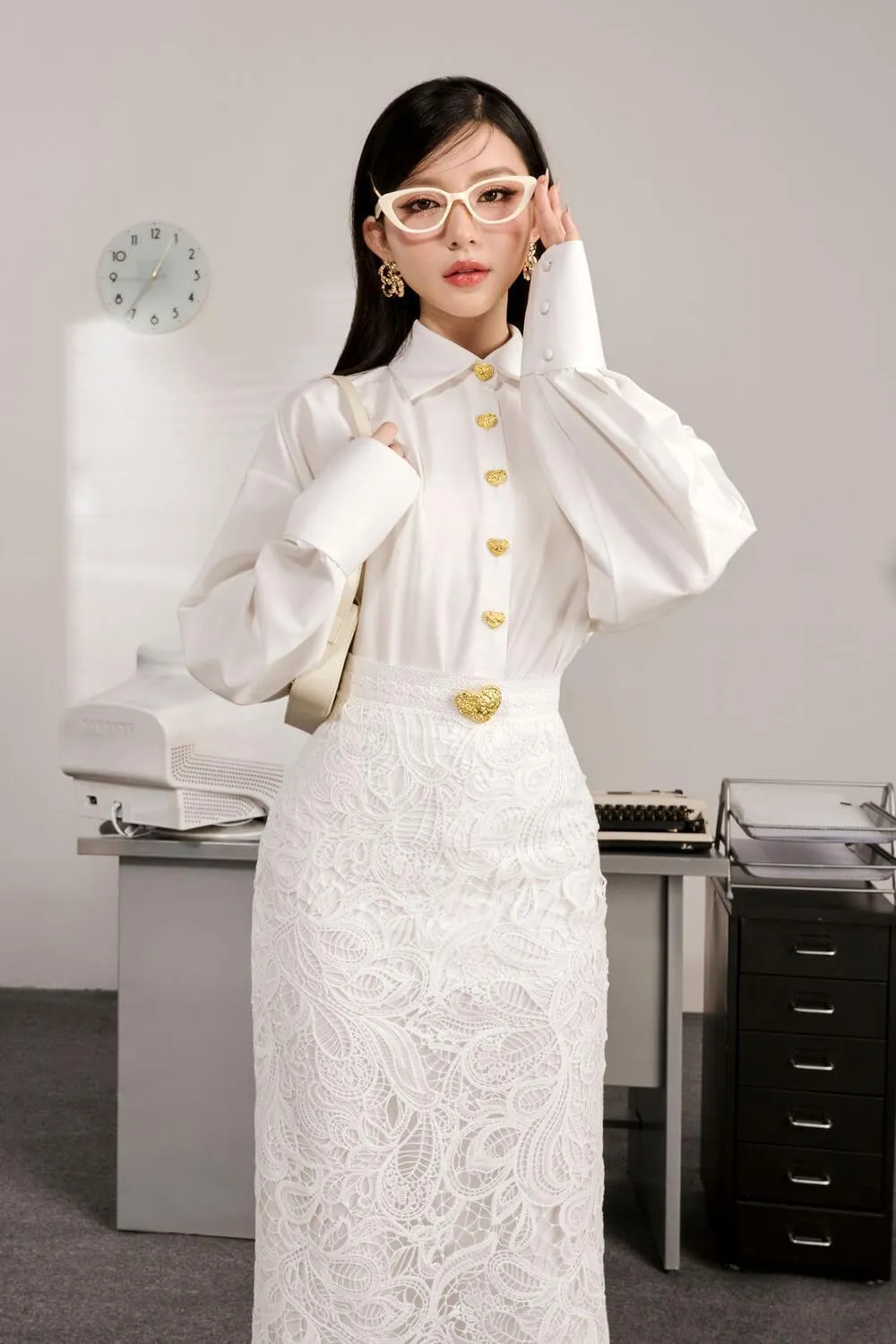 Lany Straight Long Sleeved Polyester Midi Set