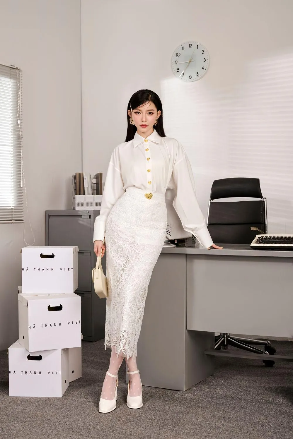 Lany Straight Long Sleeved Polyester Midi Set