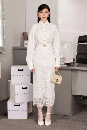 Lany Straight Long Sleeved Polyester Midi Set