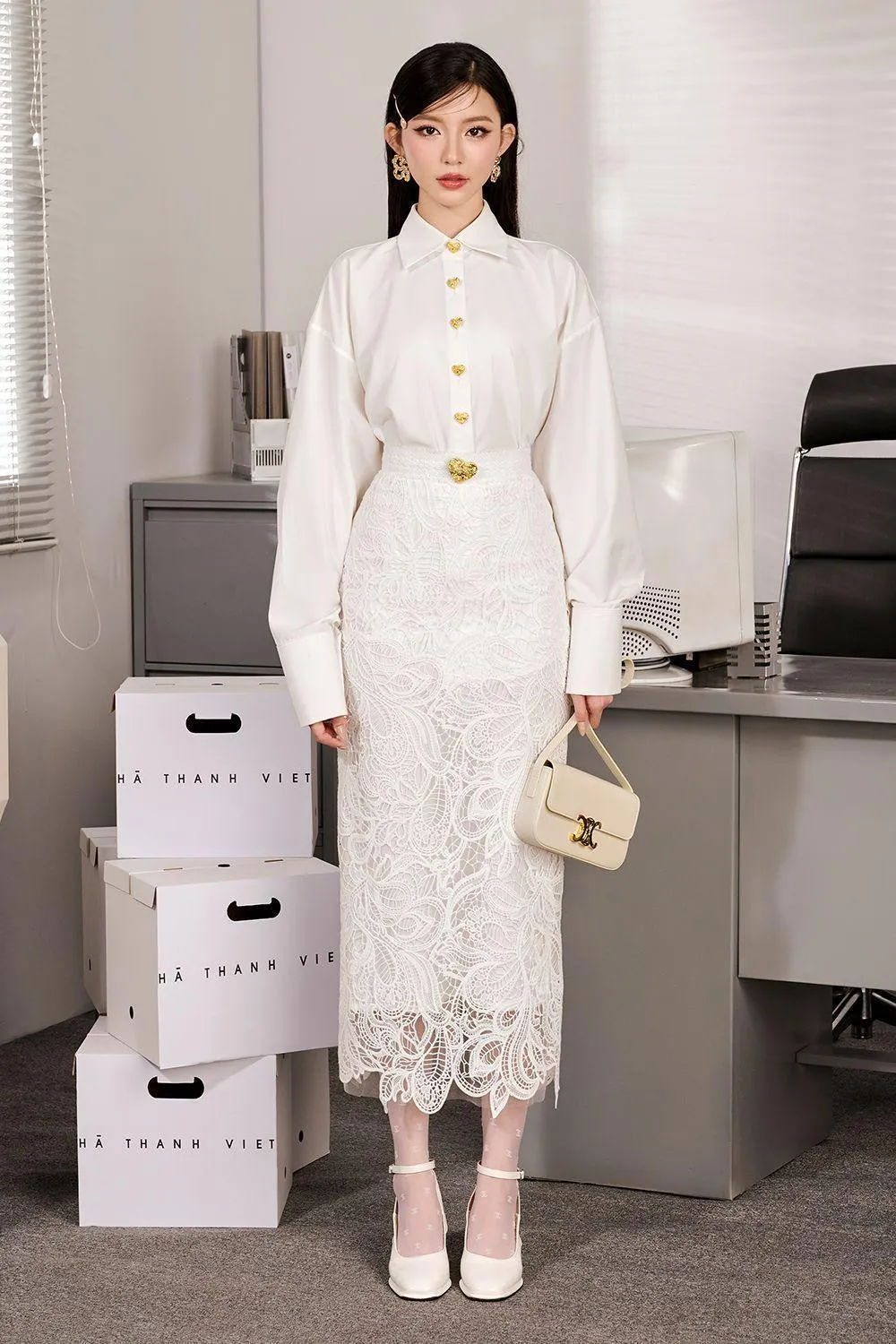 Lany Straight Long Sleeved Polyester Midi Set