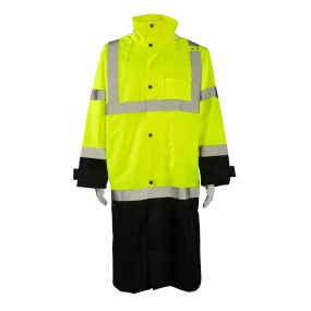 LBRC-48-C3 ANSI Class 3 Black Bottom Waterproof 48” Long Rain Coat