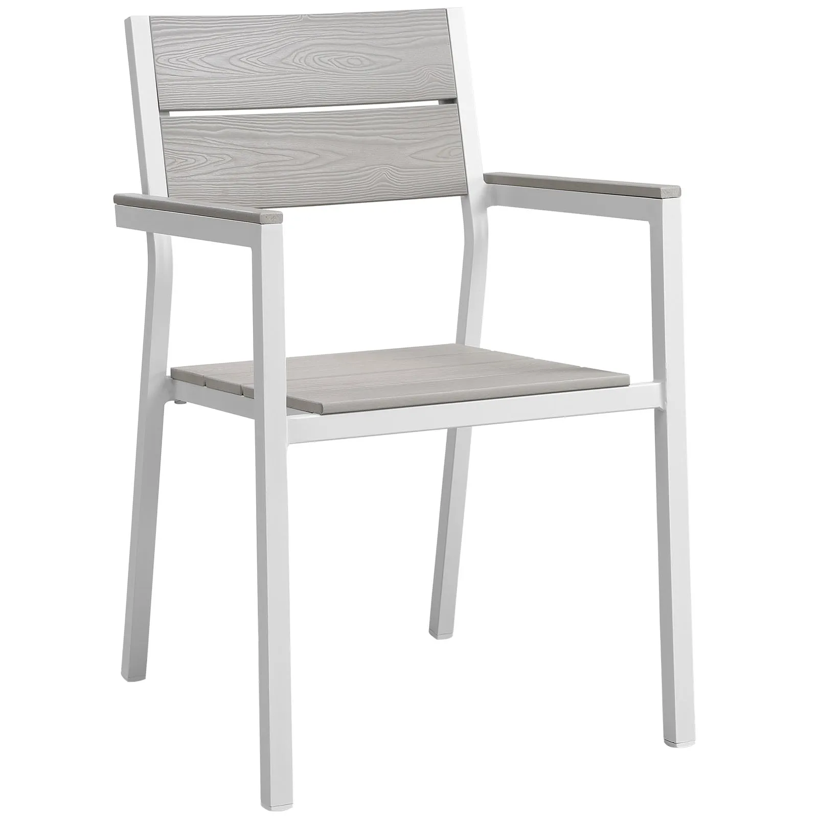 Maine 3 Piece Outdoor Patio Dining Set White Light Gray EEI-1759-WHI-LGR-SET