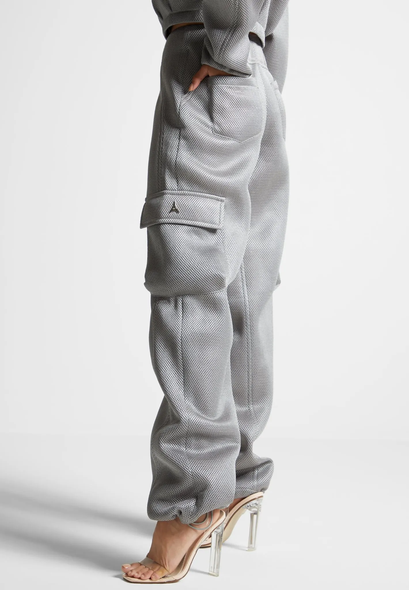 Mesh Cargo Pants - Silver