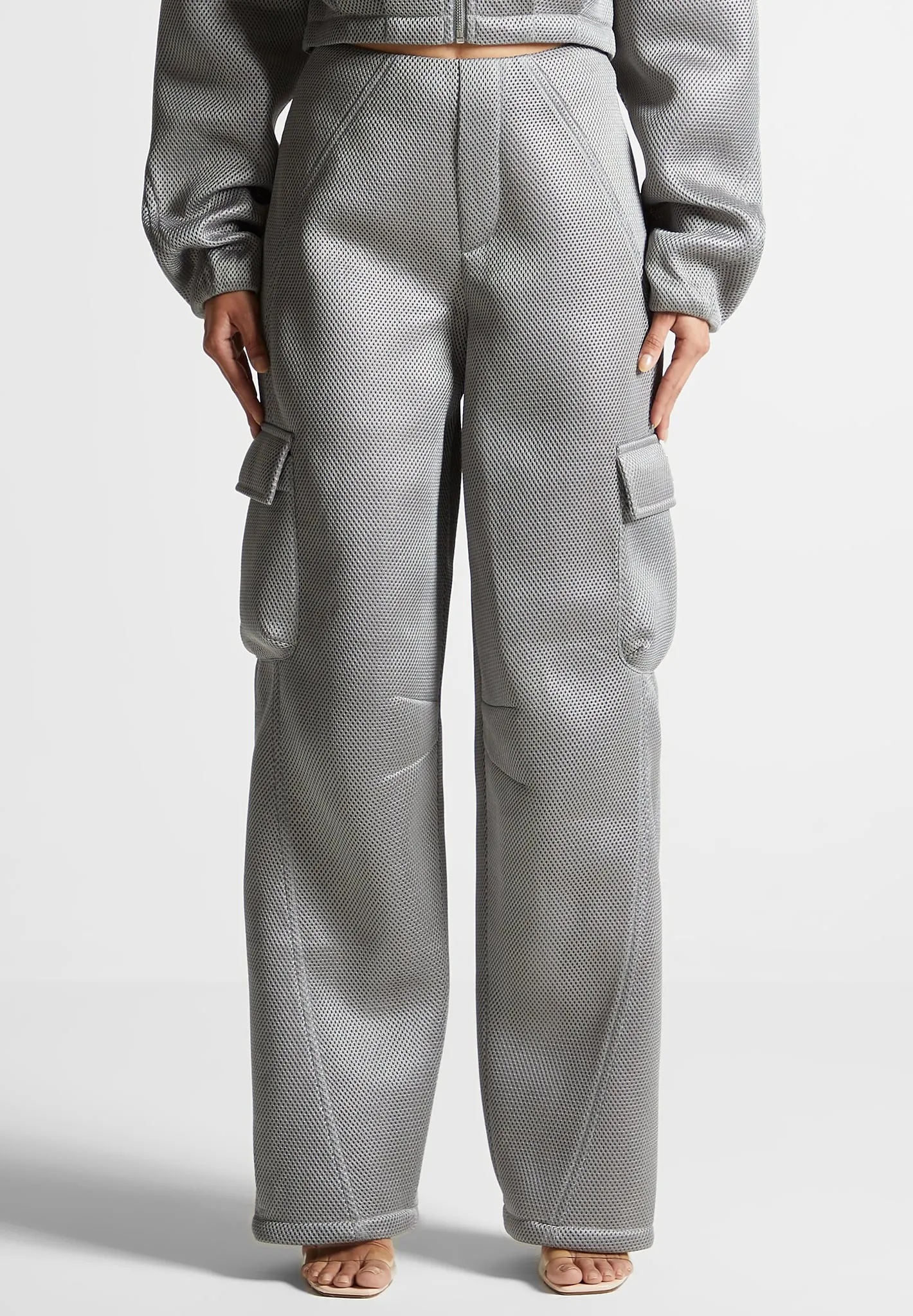 Mesh Cargo Pants - Silver