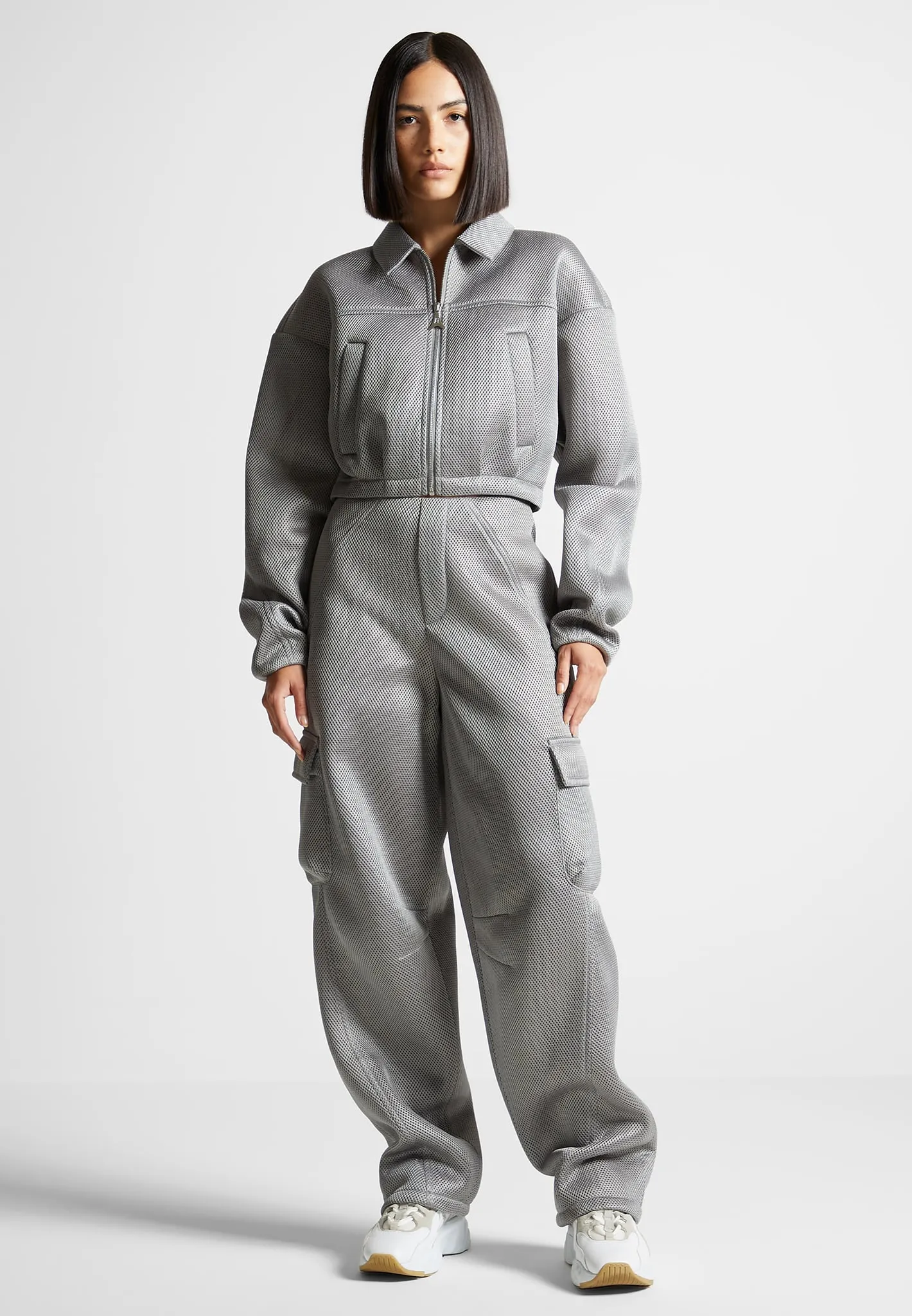 Mesh Cargo Pants - Silver