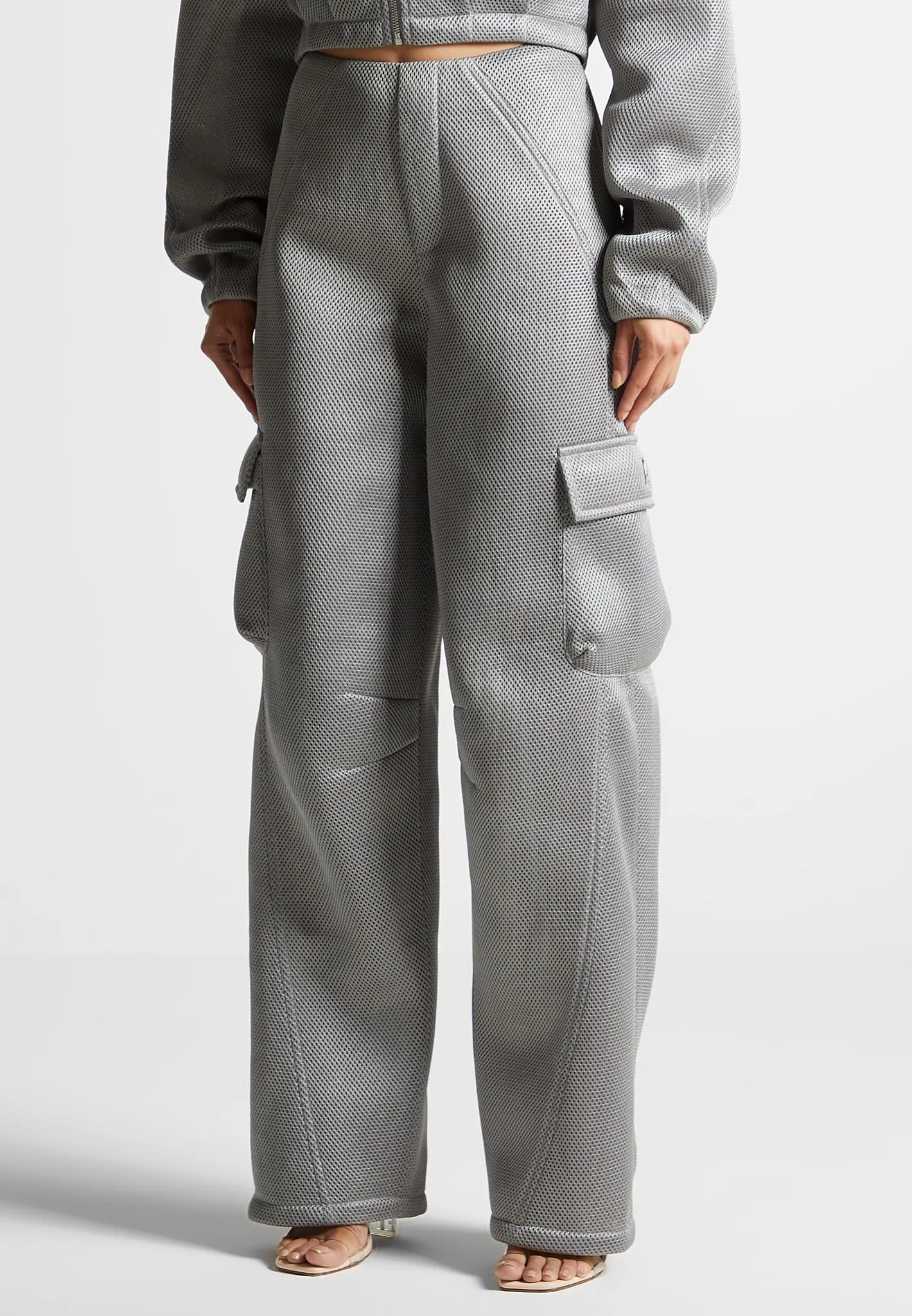 Mesh Cargo Pants - Silver