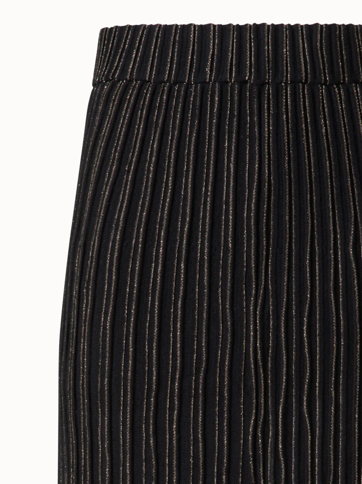 Midi Knit Skirt with and Golden Lurex Stripes