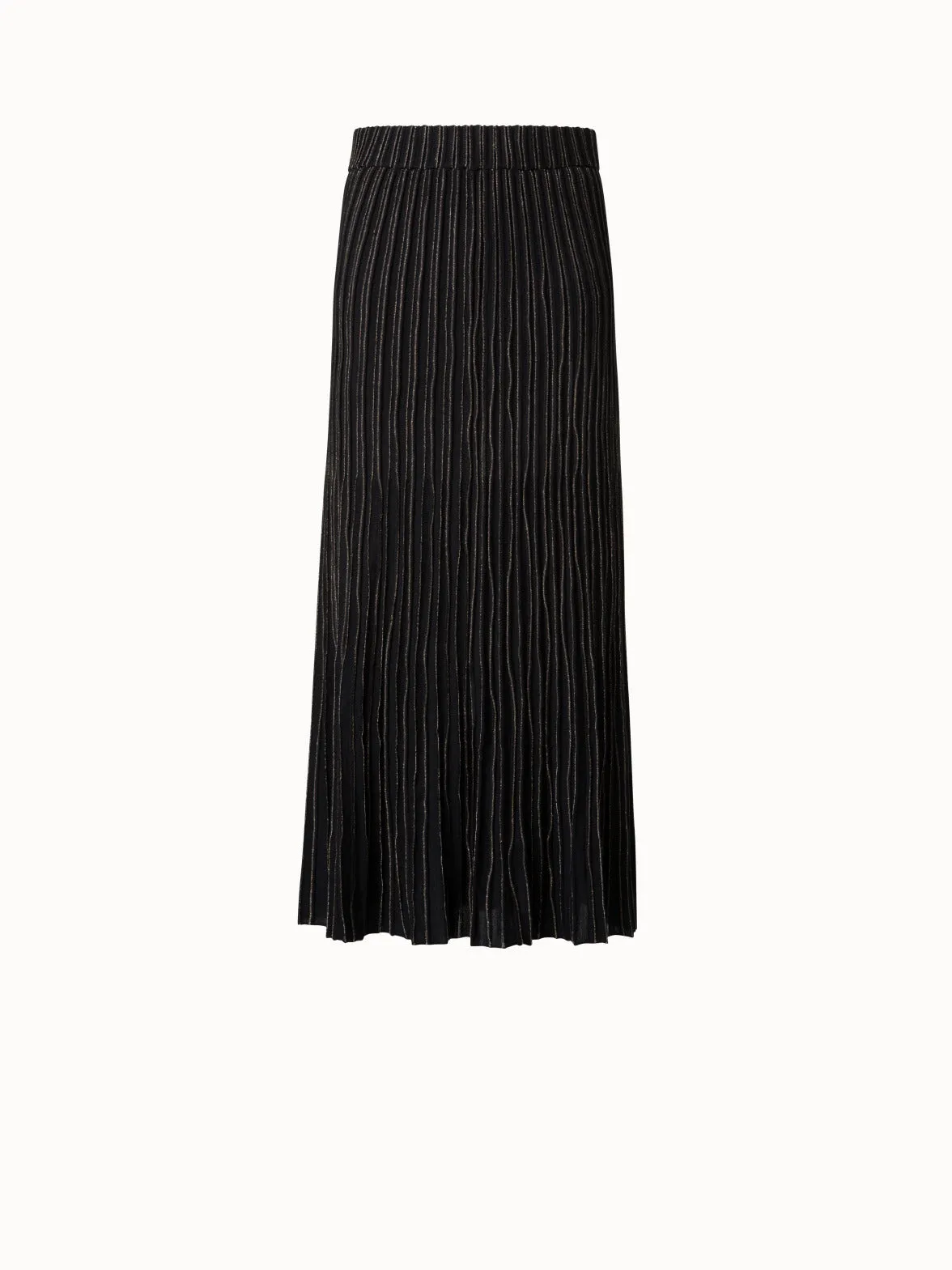 Midi Knit Skirt with and Golden Lurex Stripes