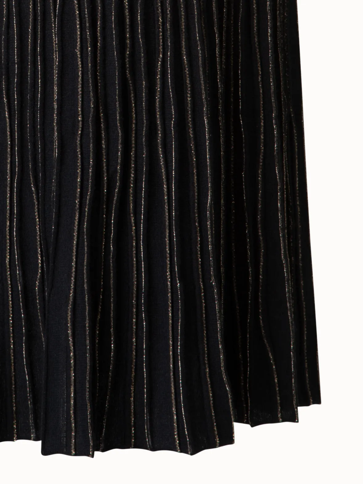 Midi Knit Skirt with and Golden Lurex Stripes
