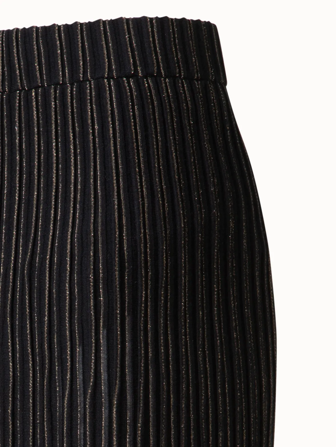 Midi Knit Skirt with and Golden Lurex Stripes