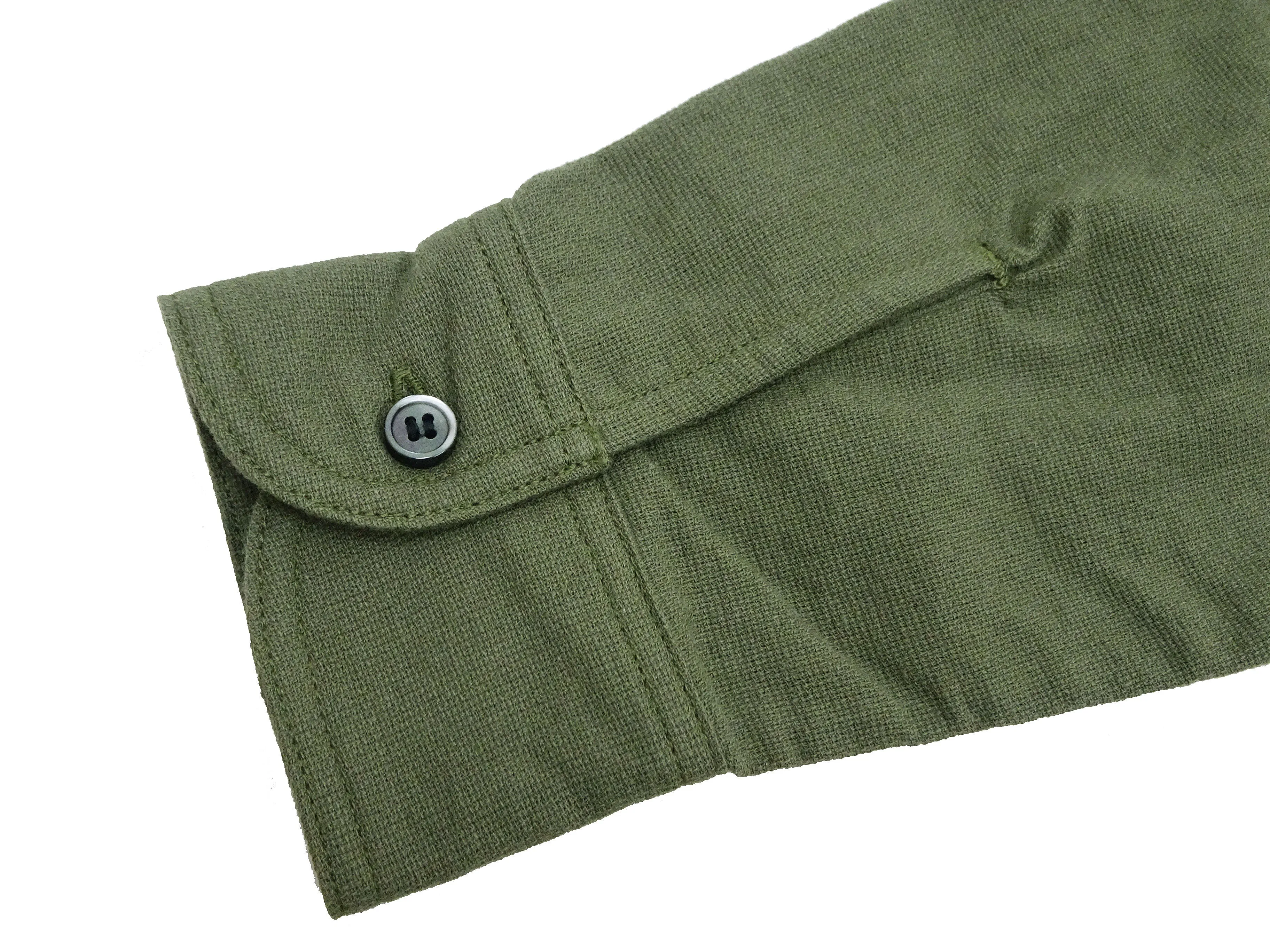 Momotaro Jeans Shirt Men's Plain Lightweight Cotton Dobby Long Sleeve Button Up Work Shirt MXLS1008 Olive