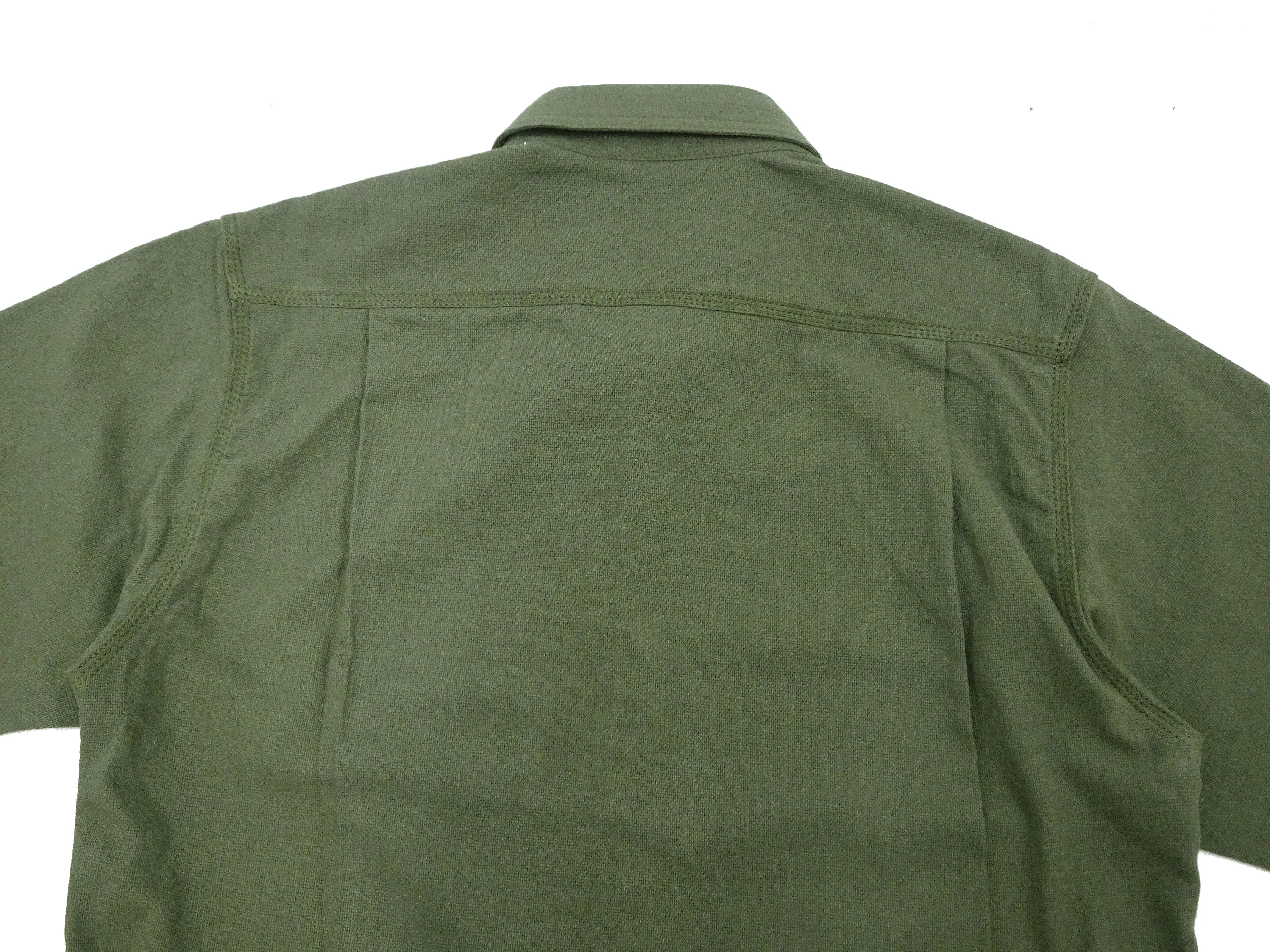 Momotaro Jeans Shirt Men's Plain Lightweight Cotton Dobby Long Sleeve Button Up Work Shirt MXLS1008 Olive
