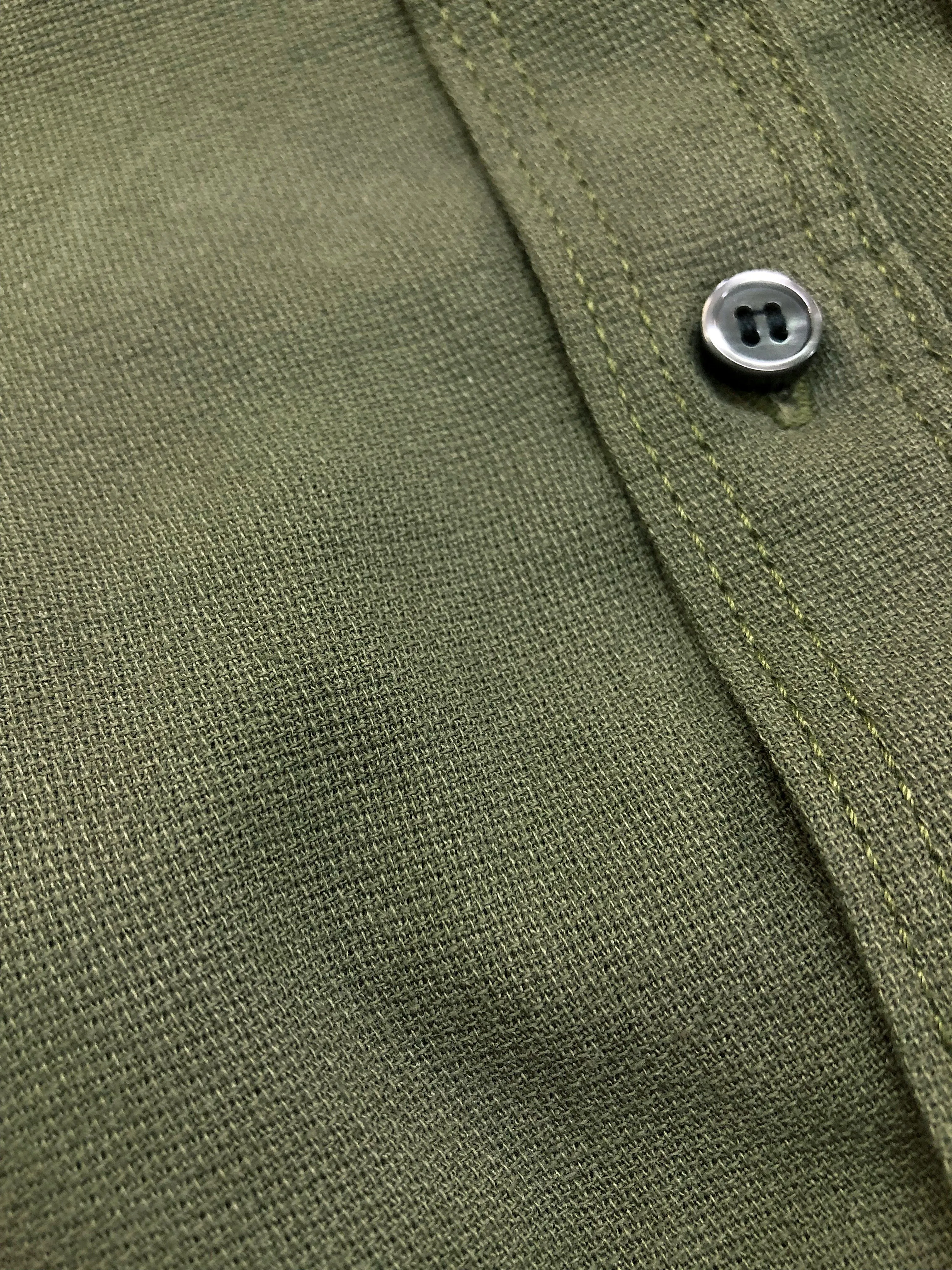 Momotaro Jeans Shirt Men's Plain Lightweight Cotton Dobby Long Sleeve Button Up Work Shirt MXLS1008 Olive
