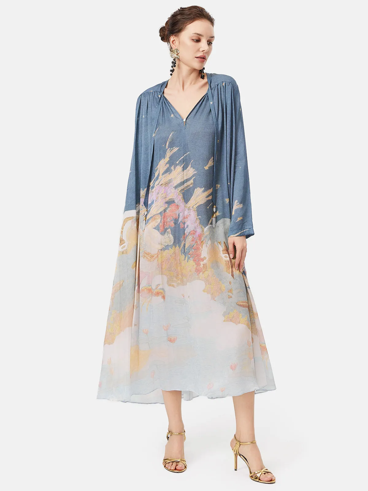 Myth Print Mulberry Silk Dress