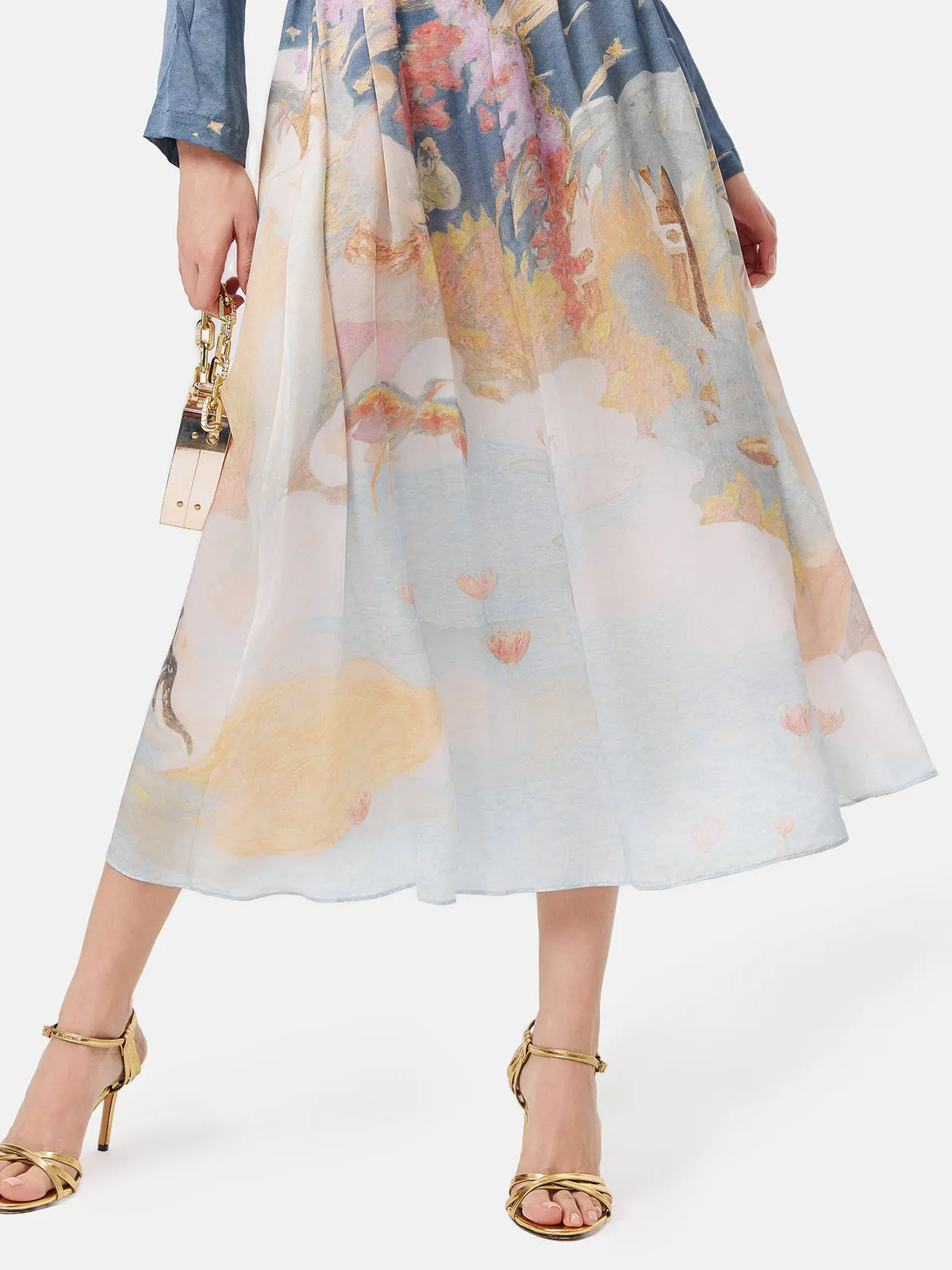 Myth Print Mulberry Silk Dress