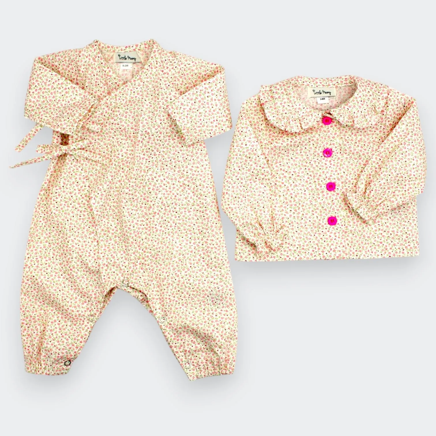 New Arrival: Cotton Soft Pink Daisy Fields Kimono One-Piece