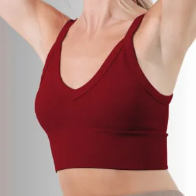 Nikibiki Ribbed Solid V-Neck Bra Top Made in USA