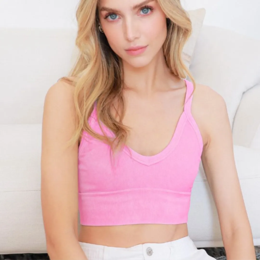 Nikibiki Vintage Ribbed V-Neck Bra Top Made in USA