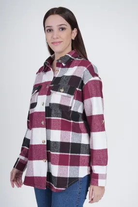Pink and Black Women's Boxy Fit Checkered Shacket