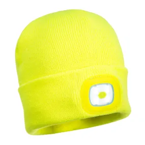 PORTWEST® LED Head Light Beanie Winter Hat - USB Rechargeable - B029
