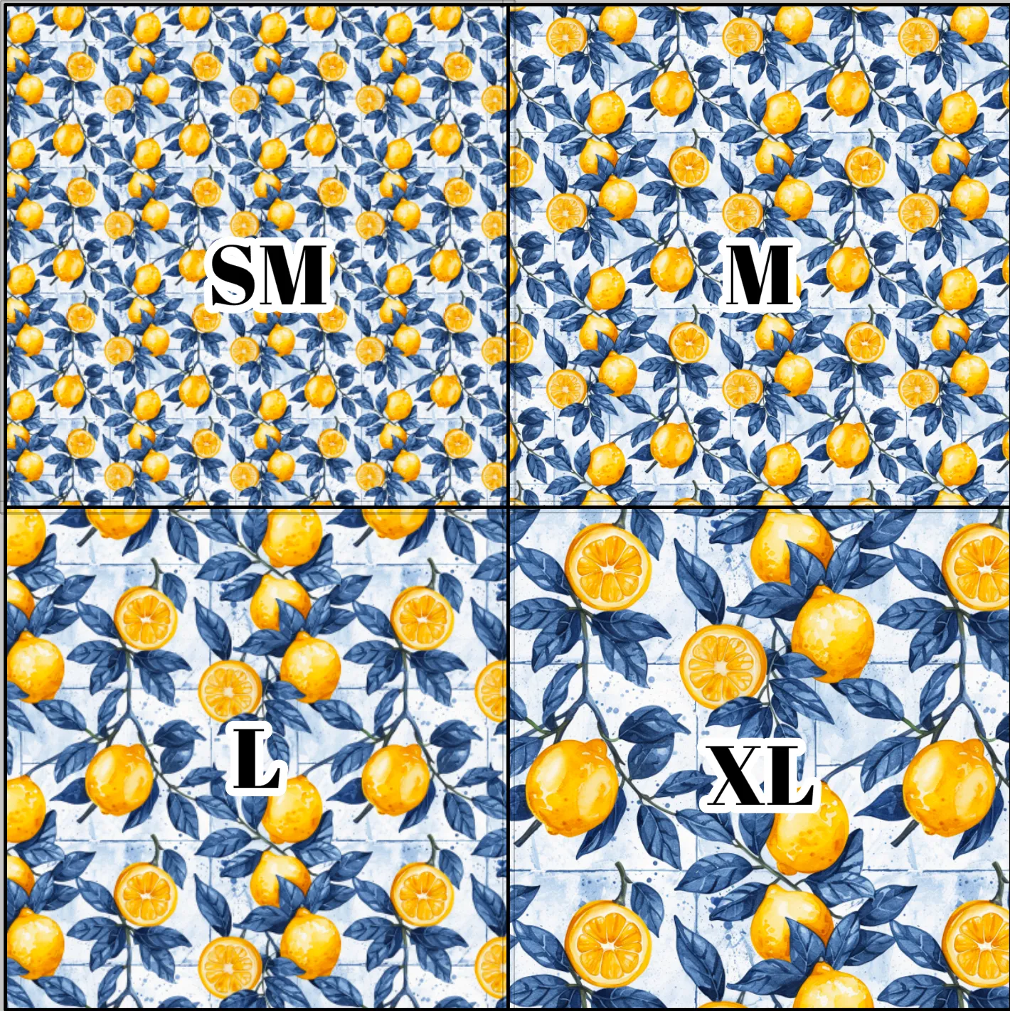 Printed Vinyl & HTV Blue and Lemons A Patterns 12 x 12 inch sheet