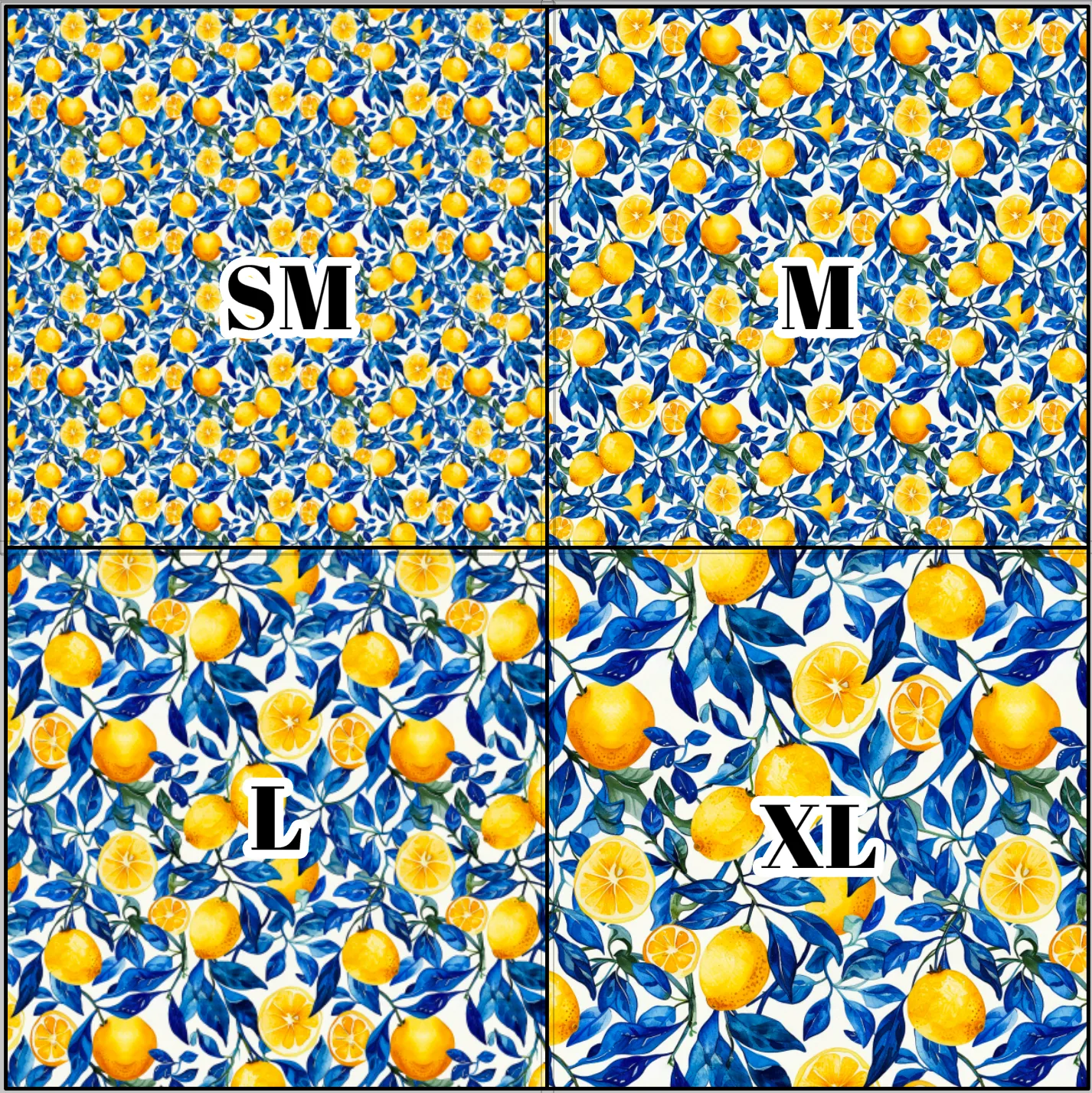 Printed Vinyl & HTV Blue and Lemons C Patterns 12 x 12 inch sheet