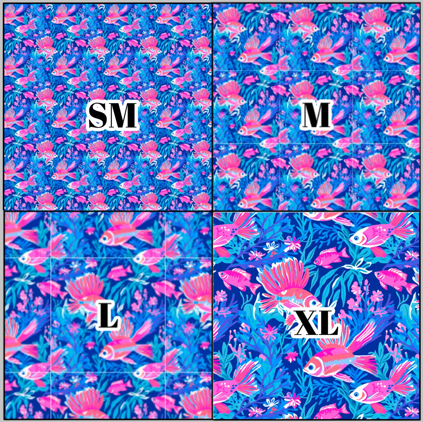 Printed Vinyl & HTV Preppy Fish B Pattern 12 x 12 inch sheet
