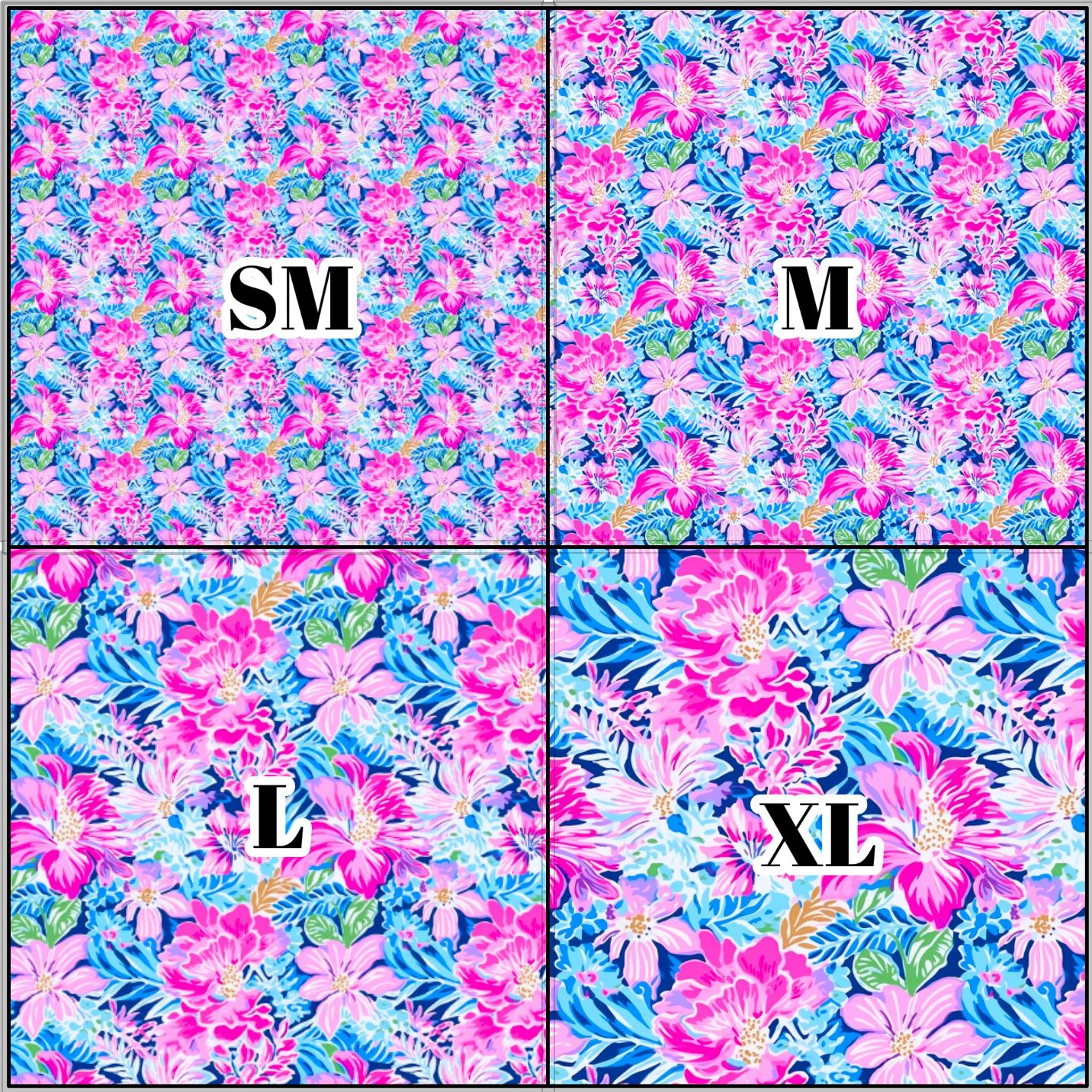 Printed Vinyl & HTV Preppy Florals B Pattern 12 x 12 inch sheet
