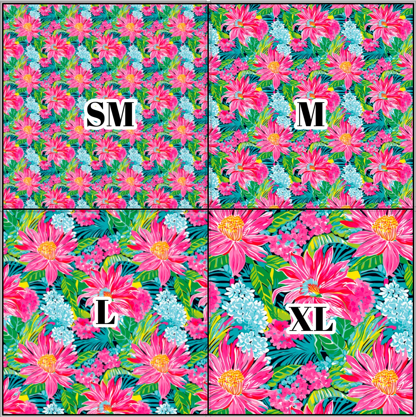 Printed Vinyl & HTV Preppy Florals D Pattern 12 x 12 inch sheet
