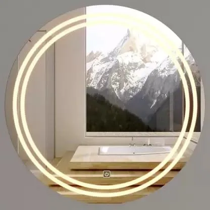 Rida Decors Wall Mirror with 3 in 1 LED Lights (Warm, White, Natural White) Mirror Wall Mounted Stylish Illumination for Your Wash Basin 20x20 inch, Round