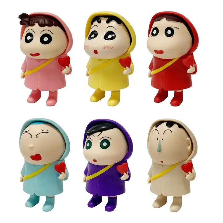 Shinchan and Friends Wearing Raincoat Figures Set of 6