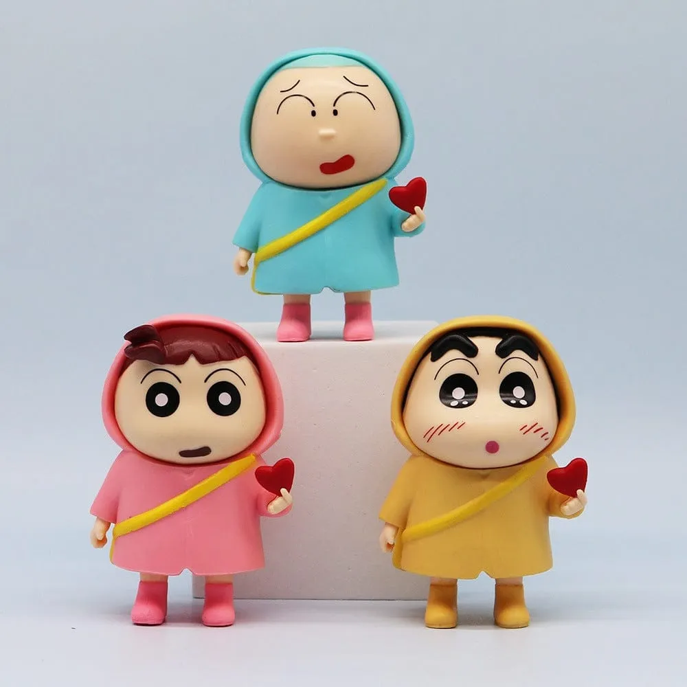 Shinchan and Friends Wearing Raincoat Figures Set of 6