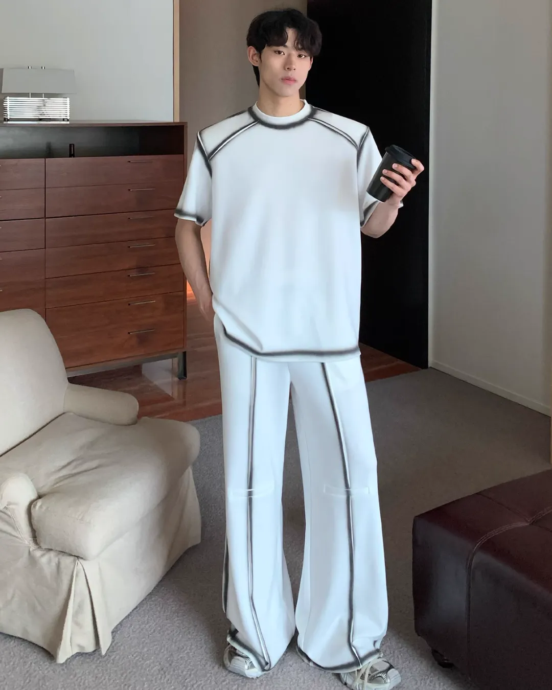 Shoulder Pad T-Shirt / Wide Pants CBJ0079